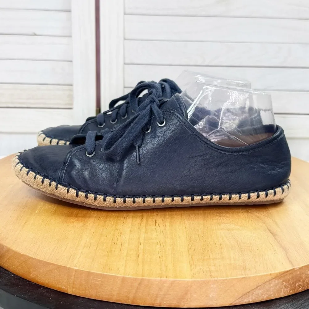 Patricia Nash Emiliana Lace Up‎ Leather Espadrille Sneakers Navy Blue 7